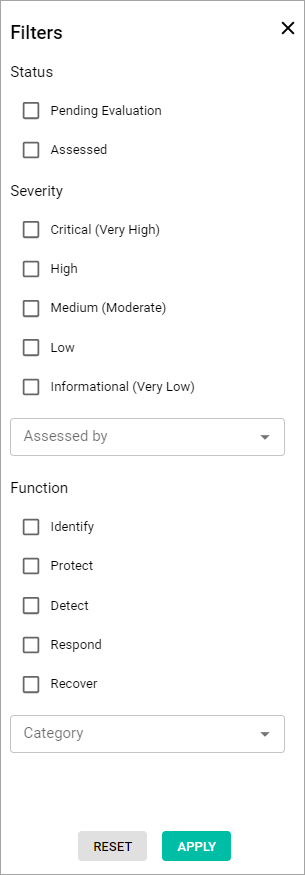 Assessment worksheet filters